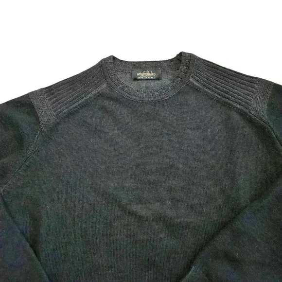 Montechiaro Crewneck amen's Sweater Made in Italy Black XL - Picture 4 of 8